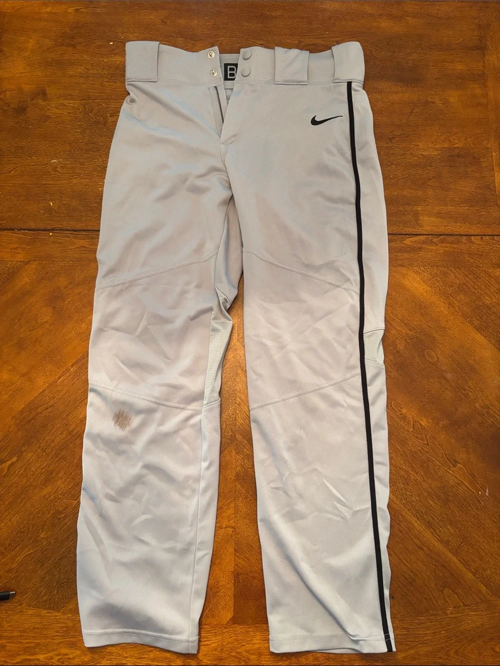 Nike Light Gray Baseball Pants with Black Stripe